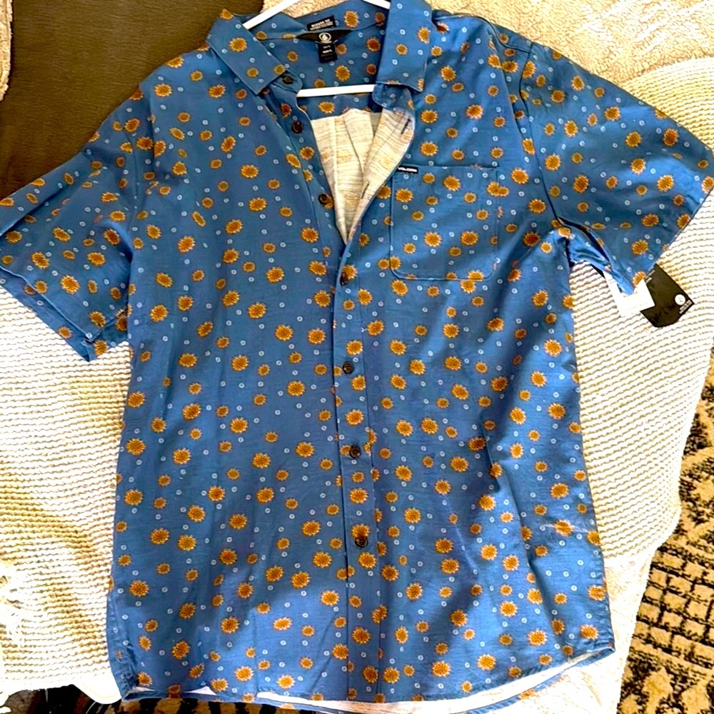 VOLCOM “Modern Fit” Blue Floral Shirt